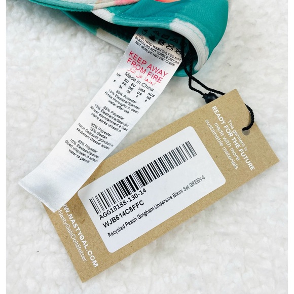 (NWT) NASTY GAL • Recycled Peach Gingham Underwire Bikini Set - Picture 14 of 15